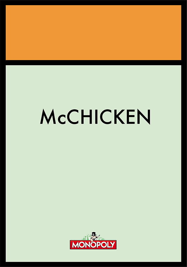poster print mcdonald's Monopoly Food  game concept Fries hamburger chicken water ice cream ketchup