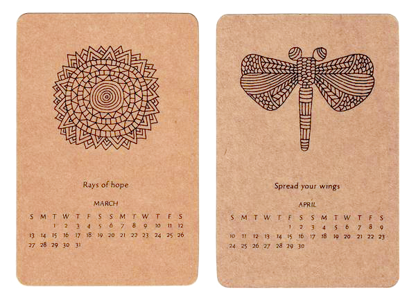 Nature earthy calendar screenprint line drawing hand drawn inspiration