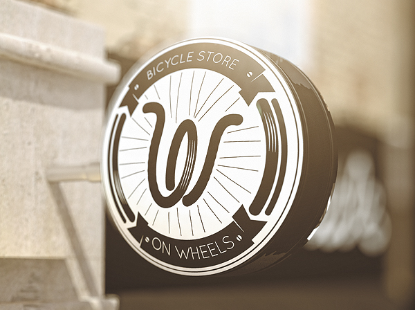 On Wheels bicycle store vintage logo brand Moscow Russia