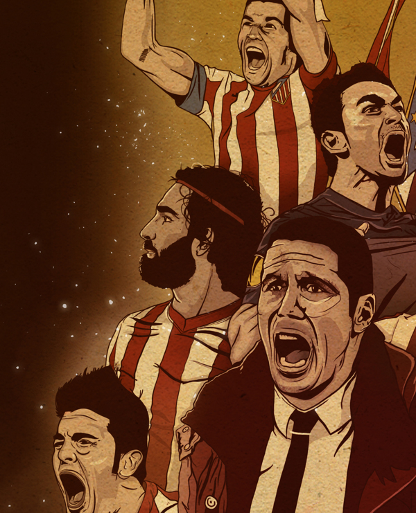 football soccer Atlético de Madrid Champions sport portrait poster color