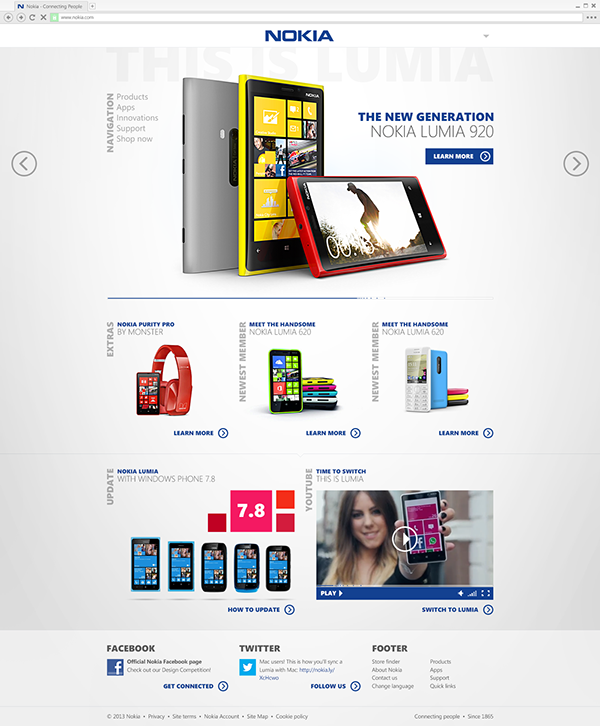 nokia Responsive Website concept mobile tablet windows phone surface windows metro redesign Microsoft