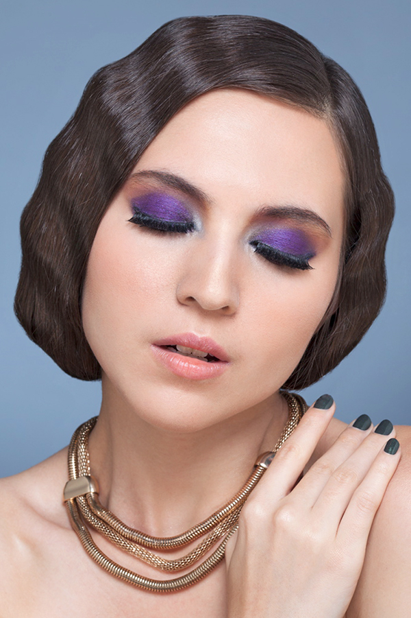 Make Up close up beauty purple gold teal metallic accent solid Precious Shades eyeshadow nail polish colors glossy