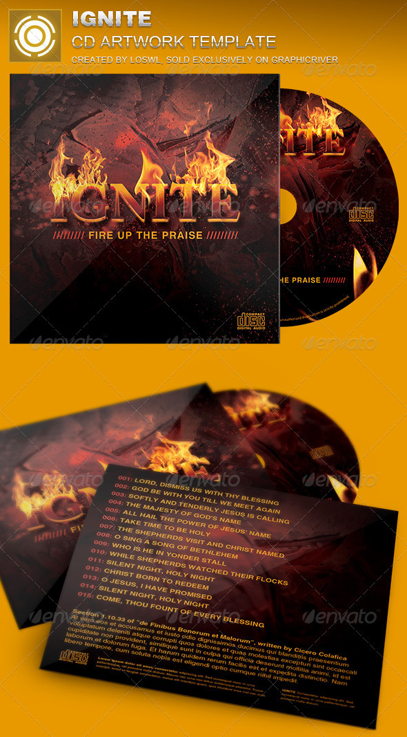 church marketing fire on type Promotional cd Album best CD design artwork cd insert jewel insert template cd psd template church