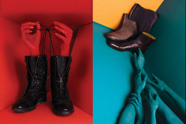 colour details boots editorial body painting hands