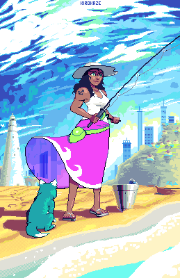 fishing Pixel art Retro sea