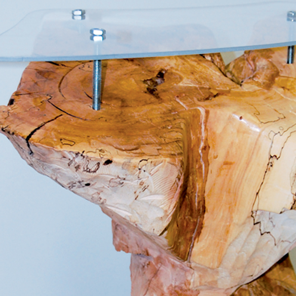 wood woodworking stump oil carving chainsaw SAW maple spalted table endtable furniture plexi glass sanding