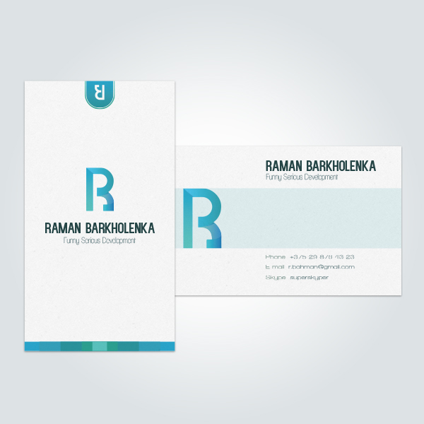 RB Raman Barkholenka blue letter r green brand logo name Hipster