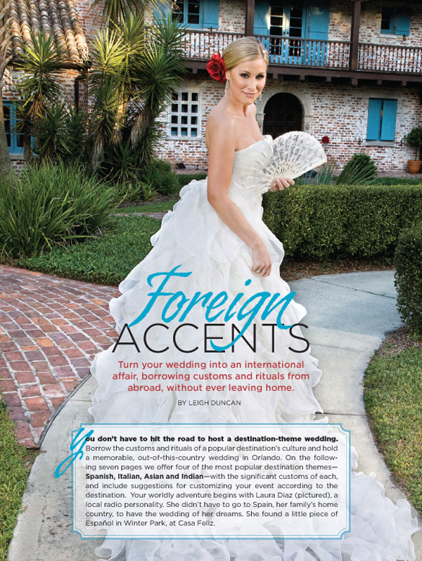 wedding magazine orlando destination Theme editorial feature spanish italian asian indian