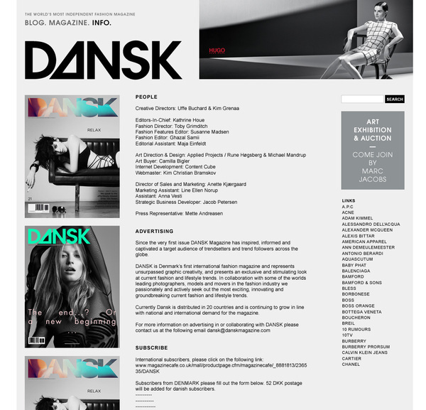 DANSK Magazine is a Danish and UK-based fashion magazine. They asked for a blog-system and we chose WordPress and developed a full theme with interactive editorial gallery