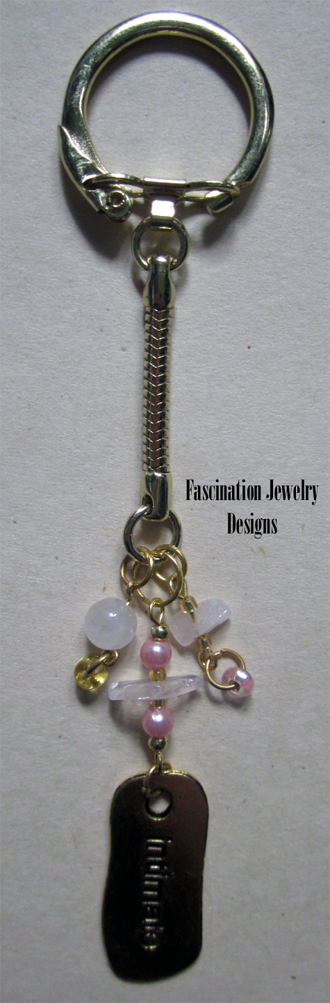 gemstone quartz black jasper hematite rose quartz gold silver keychain key ring pink handmade Fascination Jewelry Designs jewelry Jewellery