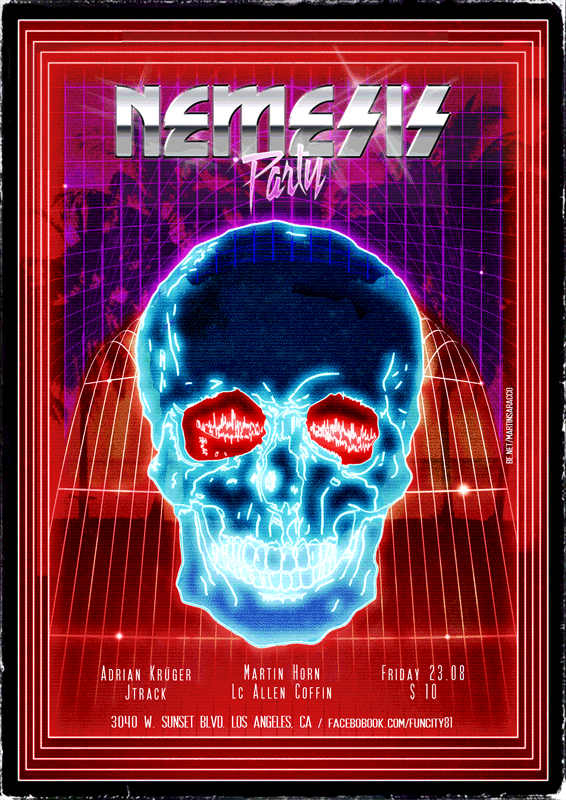 poster skull party alternative 80s neon night club posters indie animated flyer flyers instagram tumblr
