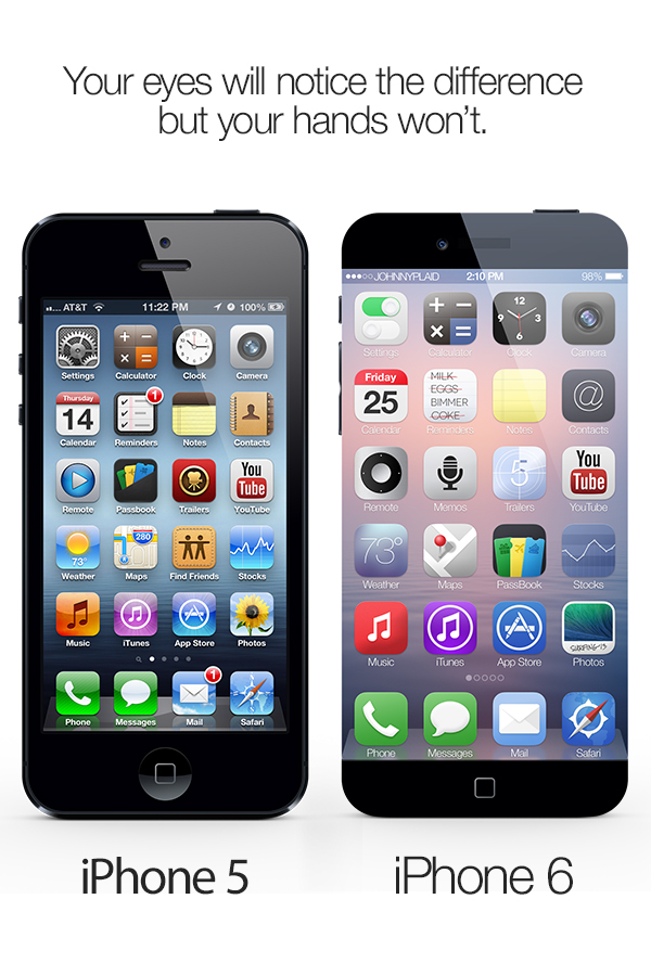 iphone apple iphone 5 iphone 6 concept Mockup iPhone 6 Concept iphone mockup iphone concept mobile device samsung galaxy Samsung vs Apple iOS 7 ios 8
