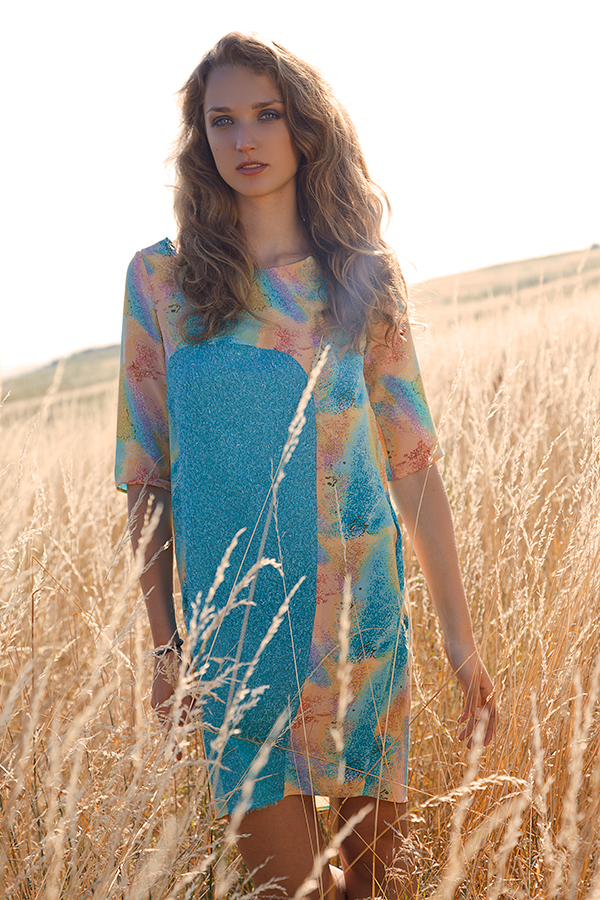 outdoor photography field Dressdesign fashiondesign silkdress editorial