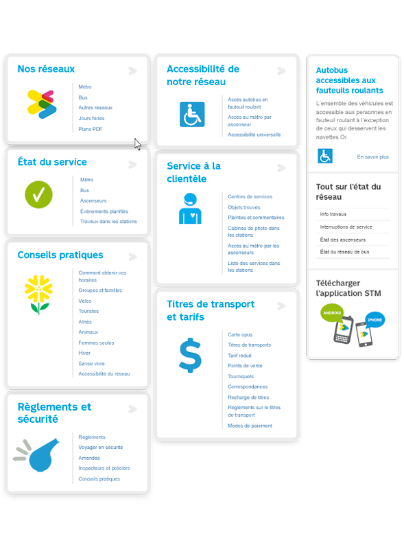 stm Montreal tp1 Web Responsive Accessibility Transports bus metro map Drupal