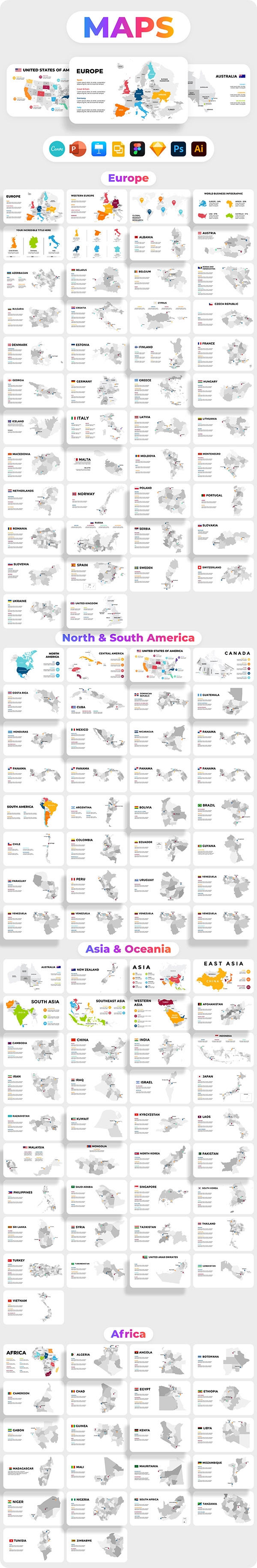 Europe Map PowerPoint Canva Figma Keynote PSD AI Sketch