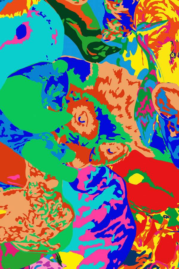 REN drawren animals print colour scarf pattern making collage bright pen digital hand drawn