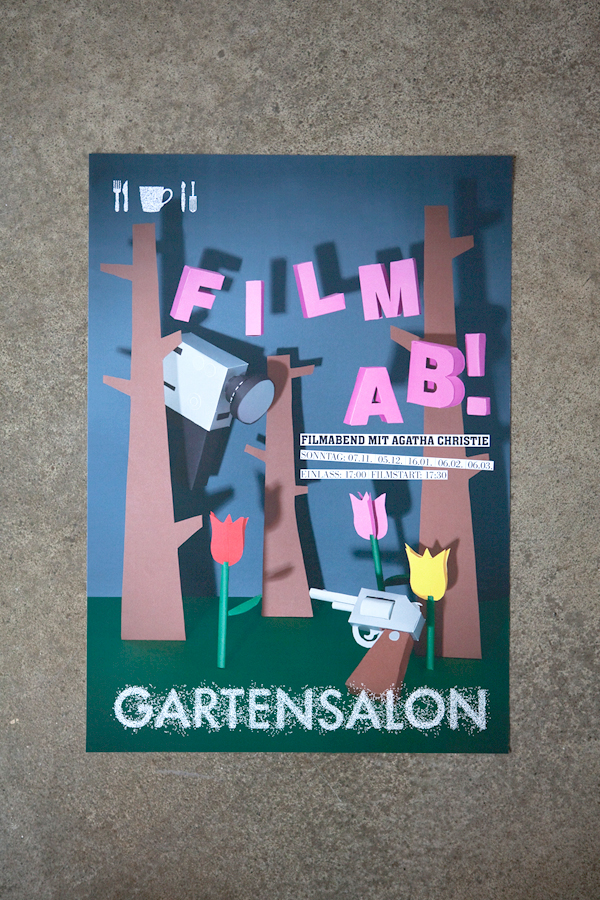 gartensalon squiech poster flyer Movie Night movie handmade