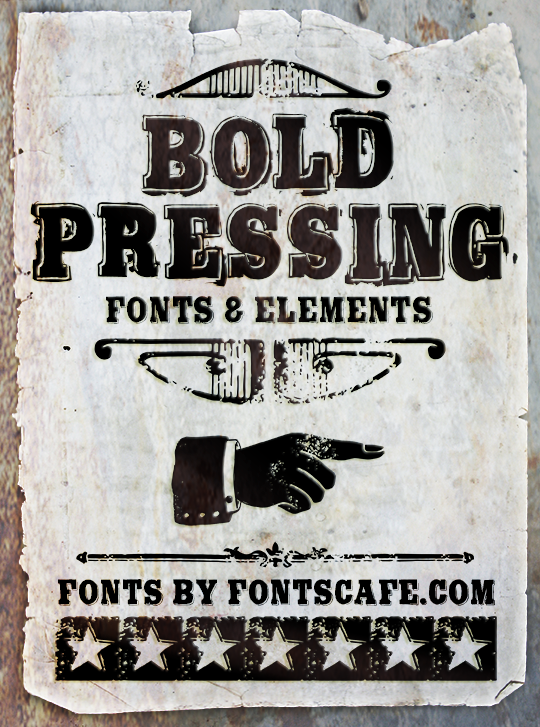 old typography letterpress style Bold Pressing fonts