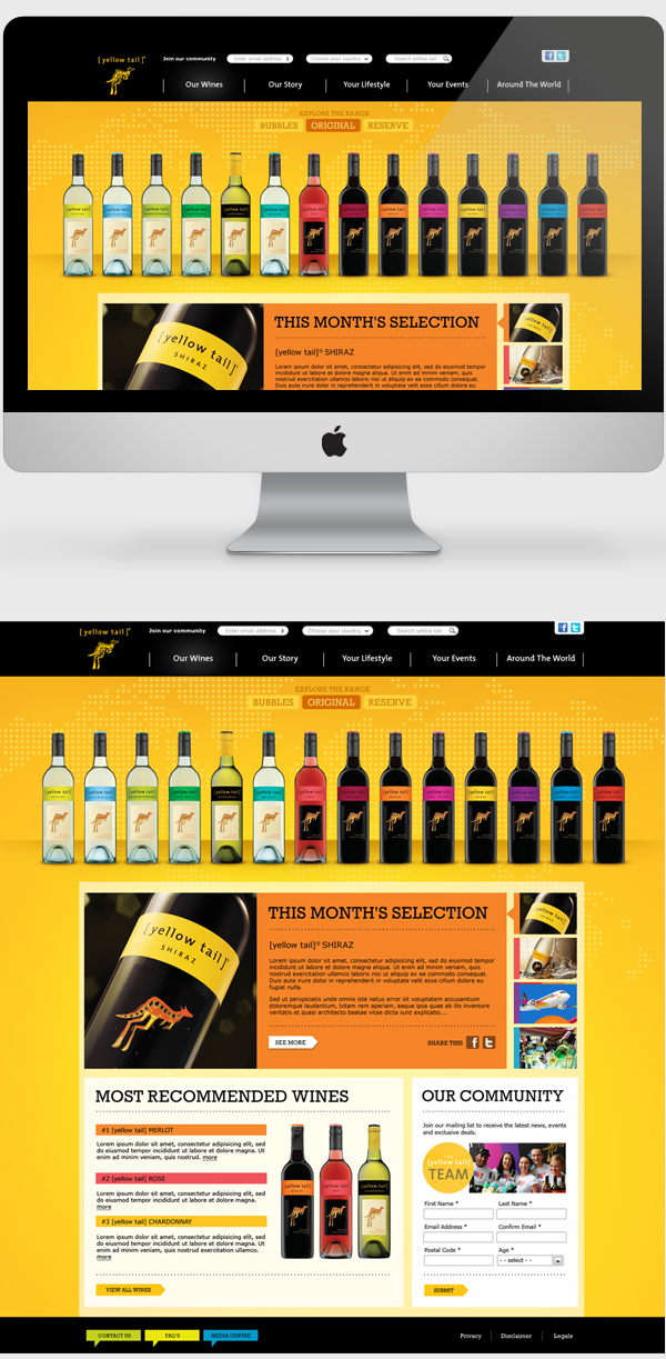 YELLOW TAIL  wine digital design  user interface  advertising   brand site