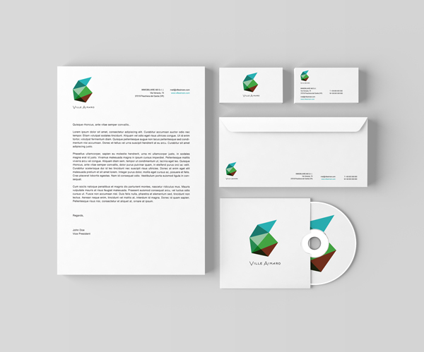 logo stationary Corporate Identity Sirmione Italy ville aimaro real estate graphic