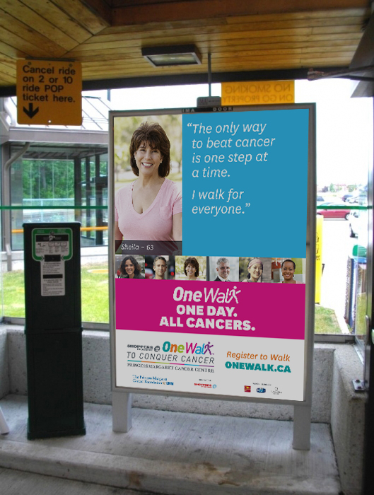 Toronto onewalk fundraising transit posters cancer