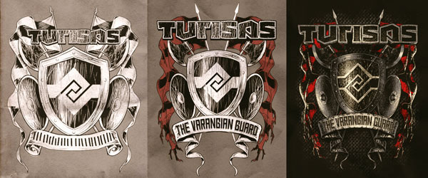 Varangian warrior shield flag turisas battle chainmail axe banner t-shirt sketch metal finland merchandise band merch