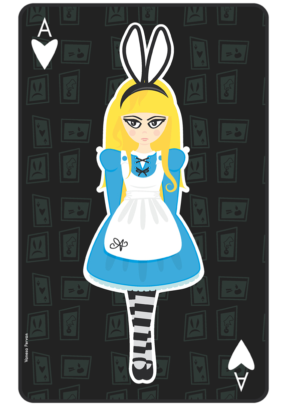 alice in wonderland hearts dark card