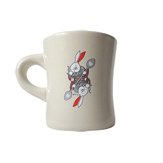PTsCoffee Coffee rabbit wonderland cup Mug  beans caffeine Hot hare cards spoon WhiteRabbit