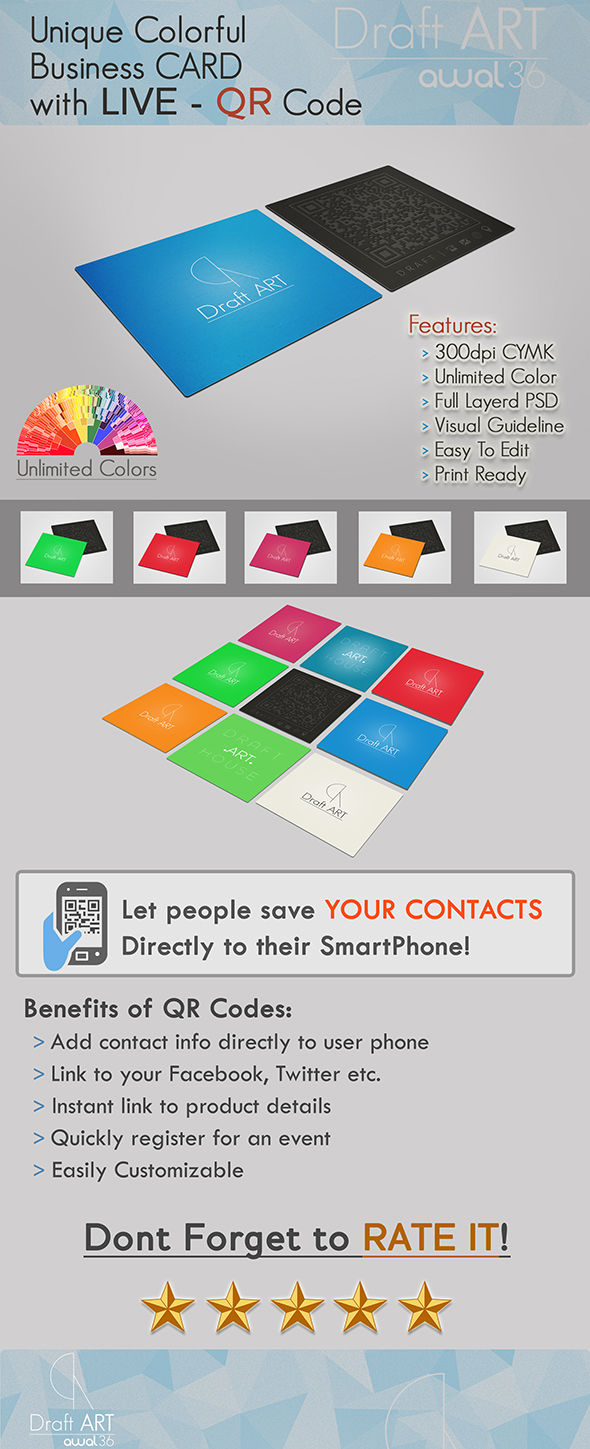 Unique creative and Bright Colorful Business qr code feature