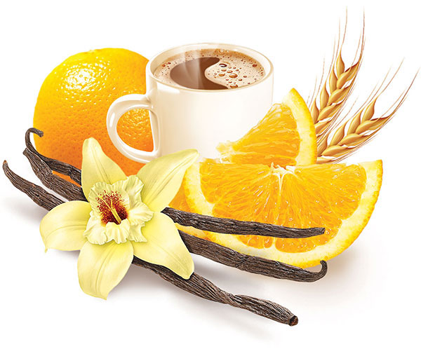 Coffee  grain  cereal natural  classic  vanilla  orange  taste