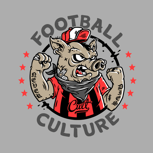 football culture soccer pig Hooligan vandal Street tee wear Bandana cap snapback
