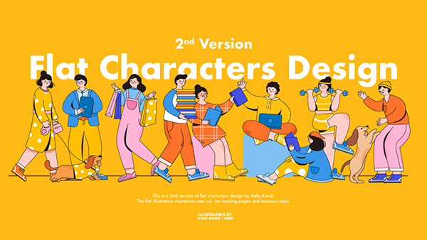 2nd flat character illustration design