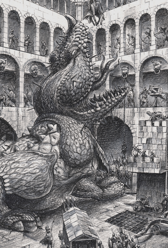 monsters myths dragons science fiction fantasy art inventions ancient warfare siege engines Da Vinci Dungeon Renaissance