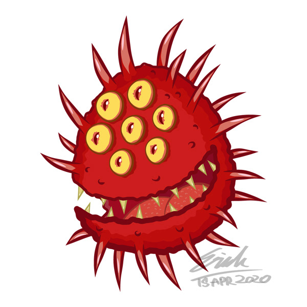 Bacteria cartoon Character Coronavirus COVID-19 creature monster vector virus