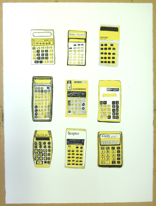 calculators printmaking screenprint
