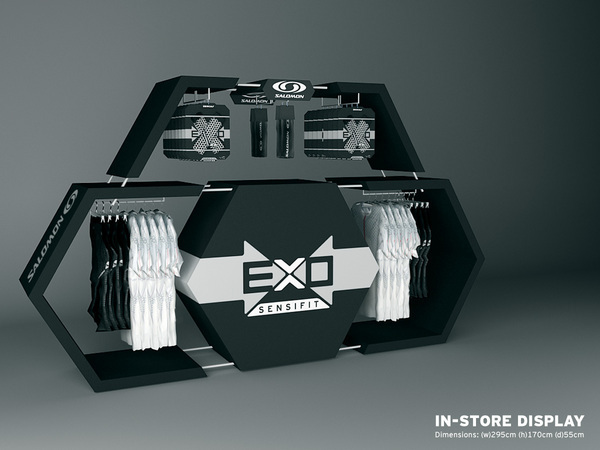 package Packaging Salomon in-store Display exo sensifit hexagon