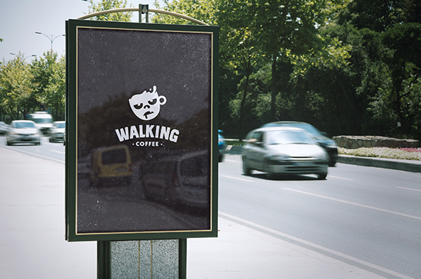 walking coffee zombie dead logo brand