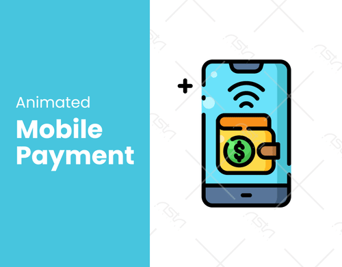 smartphone animated WALLET mobile payment finance Technology digital transaction Symbolizing