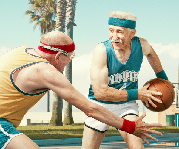 sports basketball portrait series color 70s vintage Elderly seniors senior lifestyle Venice Los Angeles san francisco campaign