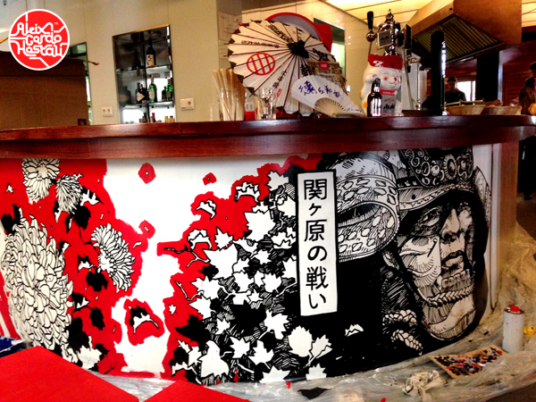 hattori hanzo restaurant aleix gordo Muralist art decoration Interior design japan JAPON madrid Mural wall