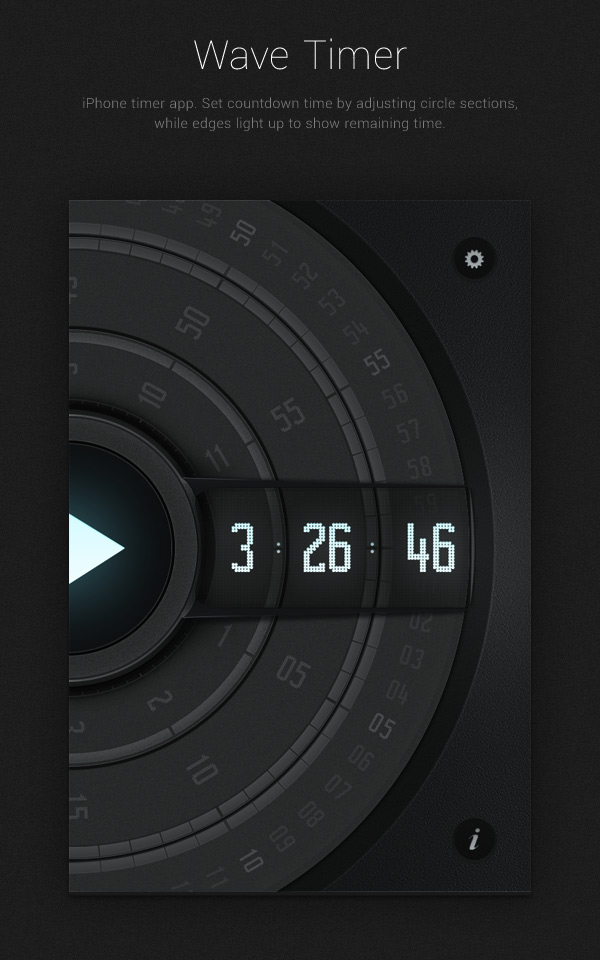 Interface ux app iphone skeuomorphic automotive   dial timer clock alarm Dash Infotainment navi player UI