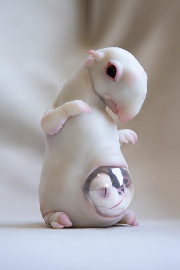 Sculpture of pregnant Alien Tapir with embrio