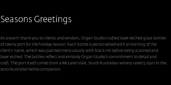 bottle gift Packaging organ studio organ perth western australia Christmas wine port lettering laser etching glass