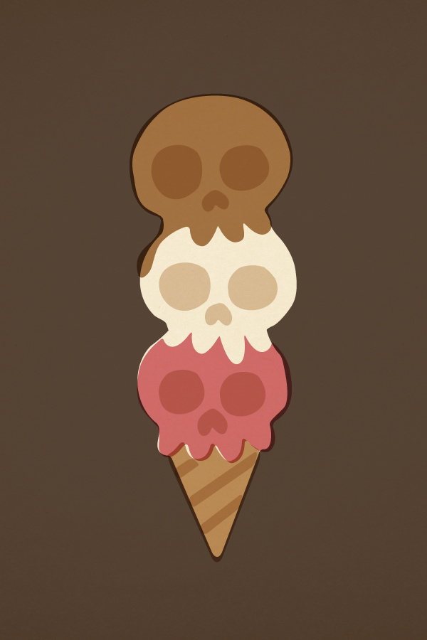 skull ice cream cone death fat transfat cute Health Retro screenprint vintage