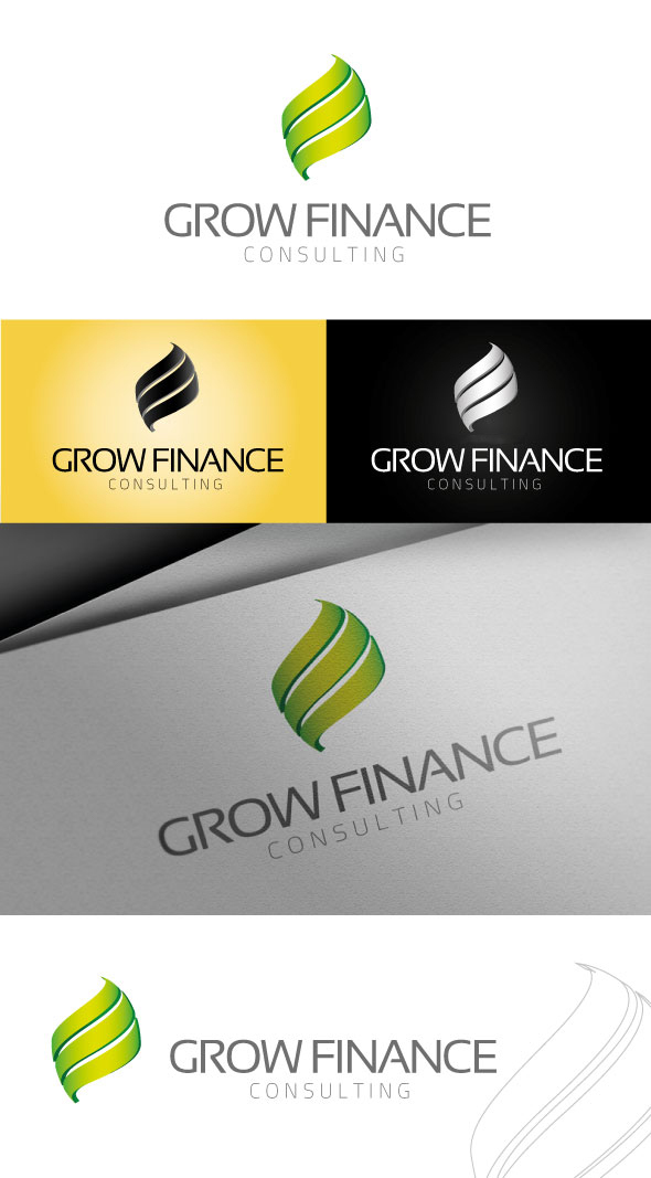clean economic elegant finance green grow logo template