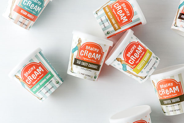 Beachy Cream Organic Ice Cream Pints Packaging Design