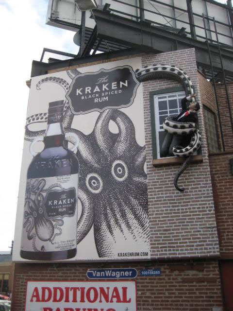 the kraken  kraken Rum black spiced billboard 3D tentacle mannequin OOH pos sculpture Innovative Pool Table bowling