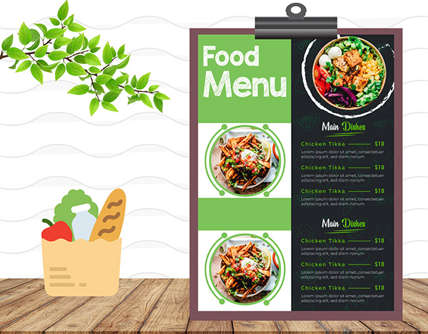 Professional and modern print menu food menu price list