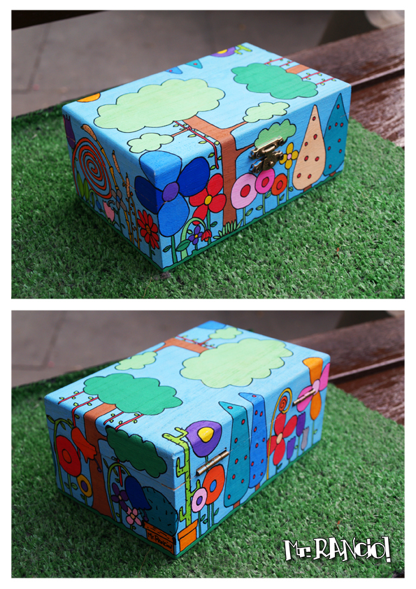 garden box Wooden box Posca water colors
