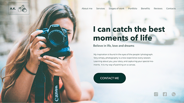 Photographer | Landing Page